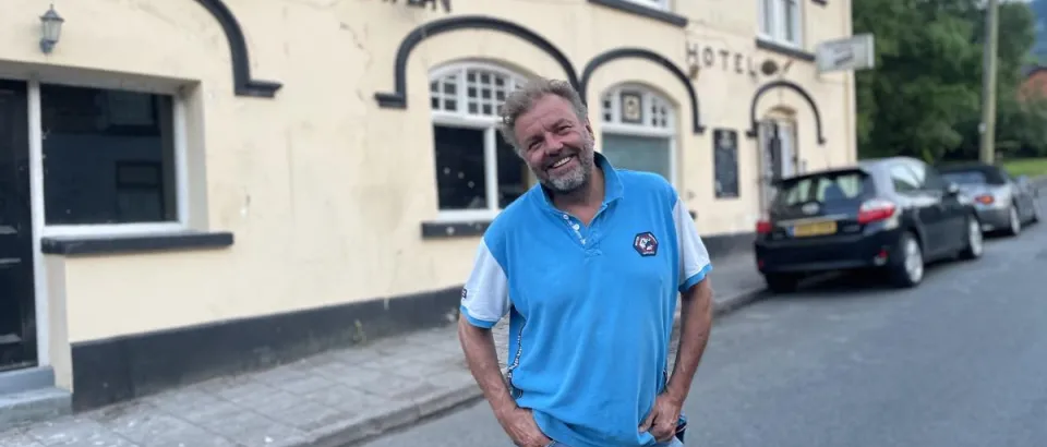 Martin Roberts outside the Hendrewen Hotel