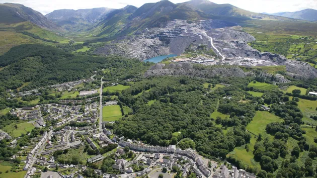 Bethesda, Gwynedd overlooked by Penrhyn Quarry