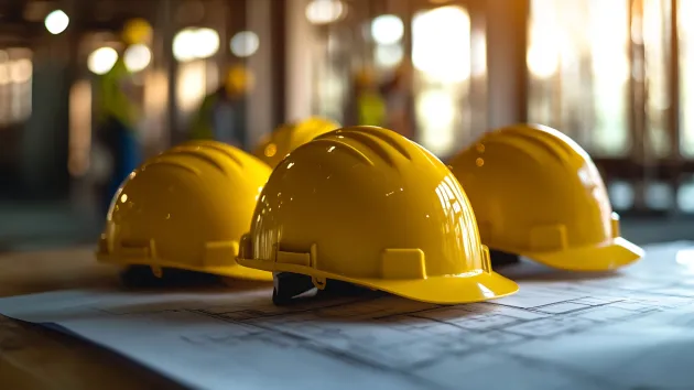 Construction workers safety helmets