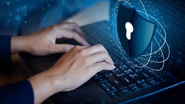 Cybersecurity -  Laptop and digital padlock