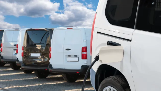 Electric Van at charging station 