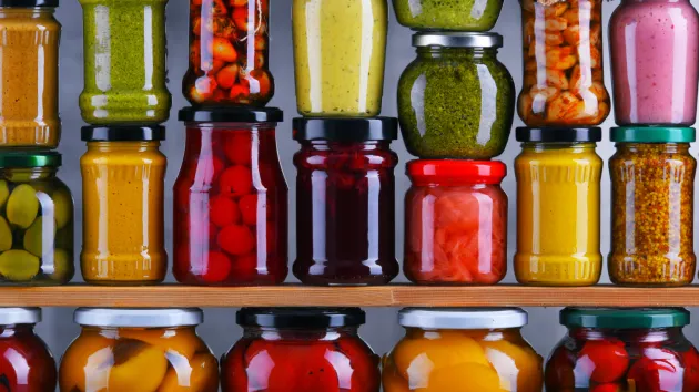 Jars of jams and pickles 