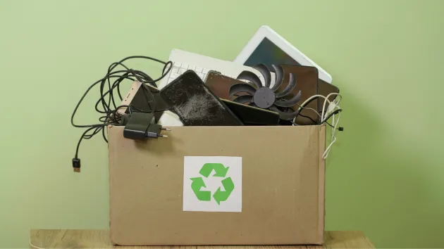 box of electrical equipment for recycling 