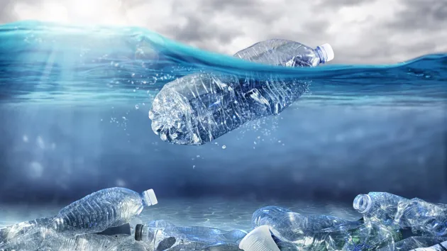 Plastic bottles in the ocean 