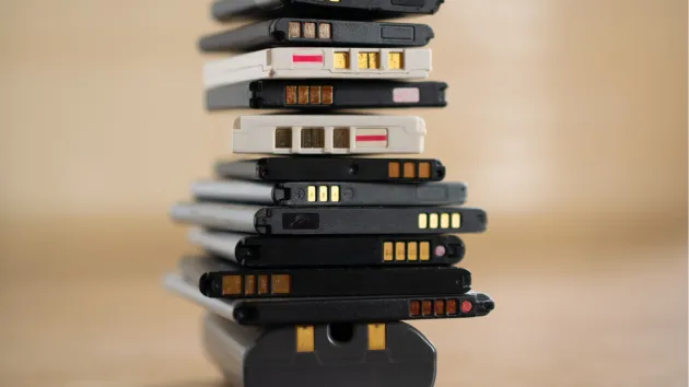 Smartphone batteries - lithium and copper elements 