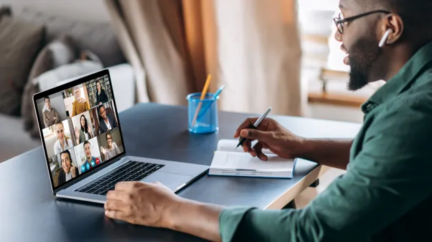 Person attending a webinar