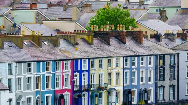 row of houses in Caernarfon 