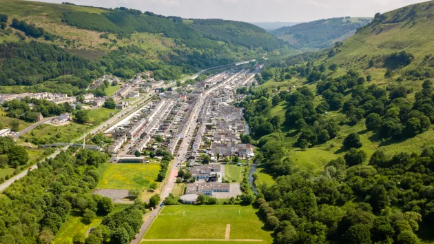Aerial view of the village of Cwm in Ebbw Vale, South Wales