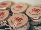 relish jars with made in Wales text and Welsh dragon on labels 