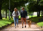 The Promenade & Usk Bridge, couple walking their dog 