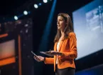 Businesswoman making a speech 