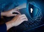 Cybersecurity -  Laptop and digital padlock