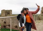 Rhuddlan Castle - mother and daughter taking a selfie 