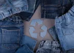 Jeans and recycling symbol