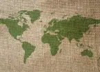 Map of the world on a jute background 