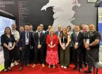  Team Wales - including the Cabinet Secretary for Economy, Energy and Planning, Rebecca Evans - at the stand at Paris Airshow