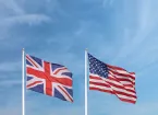 Union Jack flag and US flag 