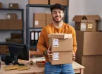 small business owner - online business, packing boxes 