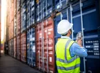 Shipping containers - logistics worker 