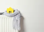 radiator, scarf around a yellow house 