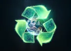 Recycling symbol and planet earth 