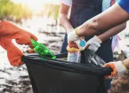 Volunteers collecting rubbish 