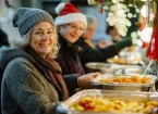 Volunteers in a kitchen at Christmas