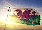 Welsh Flag and sunrise 
