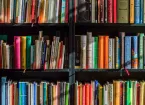 books on shelves in a library 