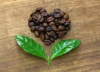 Coffee beans in the shape of a heart 