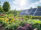 Community garden with solar panels 