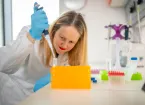 Lucy Sykes working in the lab