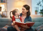 mother reading to her daughter 