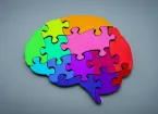 Neurodiversity - brain made up of different coloured jigsaw pieces 