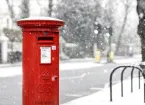 Royal Mail post box and snow