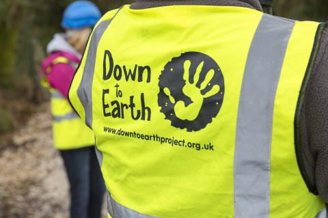 Hi-vis with Down to Earth project logo on back