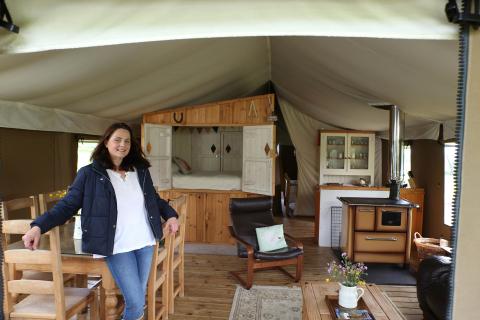 Wonderfully Wild's owner in a luxury glamping tent.