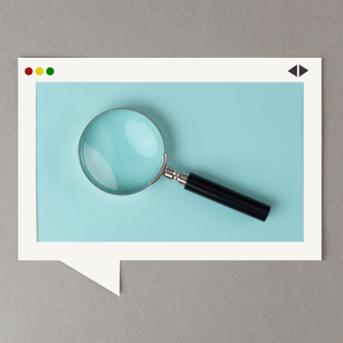 Magnifying glass over a web page