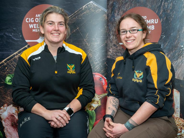 Beth Kenure and Stacey Horne from Llandaff North Women’s rugby team at the Cardiff Lamb Tasting Events