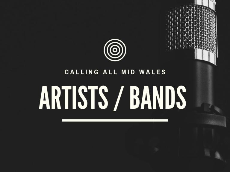 image of logo calling all artists and bands with picture of a microphone