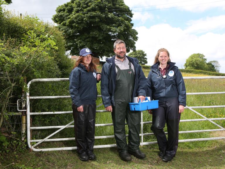 Veterinary surgeons Mo Kemp, Richard Kemp and Kris Henry of Calcoed Vets, one of the approved vet practices delivering these new Animal Health & Welfare training workshops in North Wales.