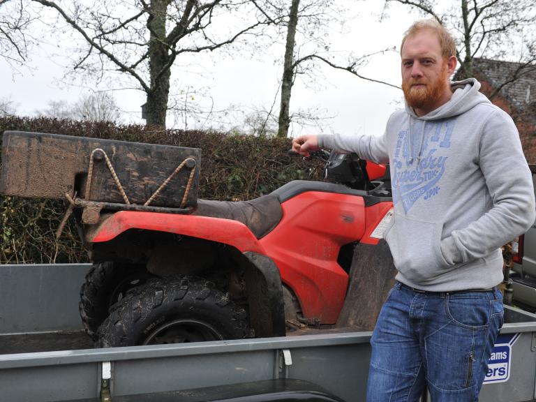 Rhys Jones who is ready to complete an ATV training course_