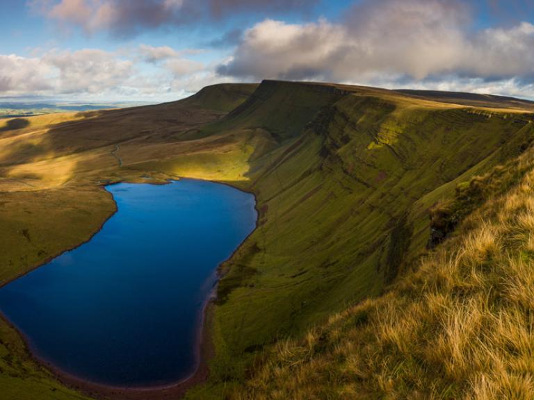 image showing the brecon beacons with reservoir