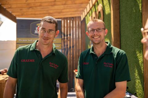 Pork producer Graeme Carter (left) with partner Andy Washbourne of Red Valley Farm
